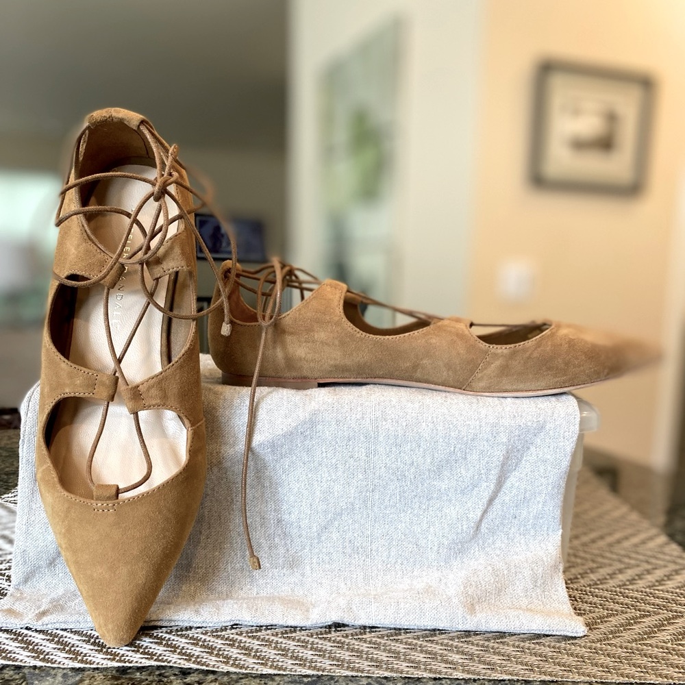 Loeffler Randall tan suede pointed toe flats